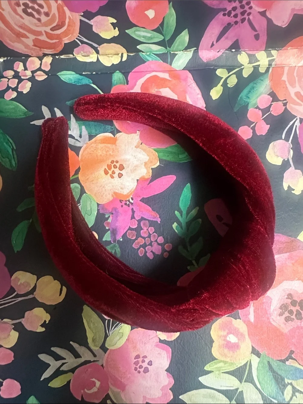 Plush Velvet Knotted Headband - Deep Red